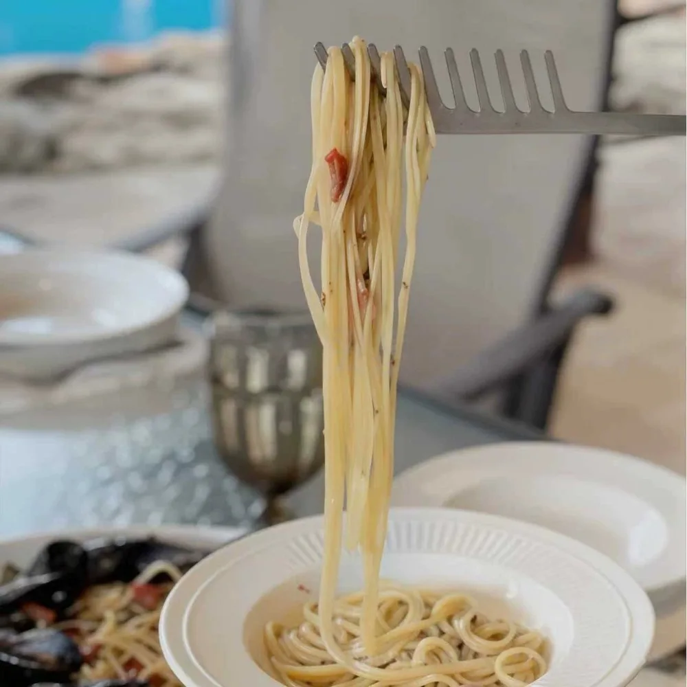 Stainless Steel Spaghetti Drainage Comb Heat Dissipation Long Handle Spaghetti Serving Fork Rust-proof Noodle Stirring Fork