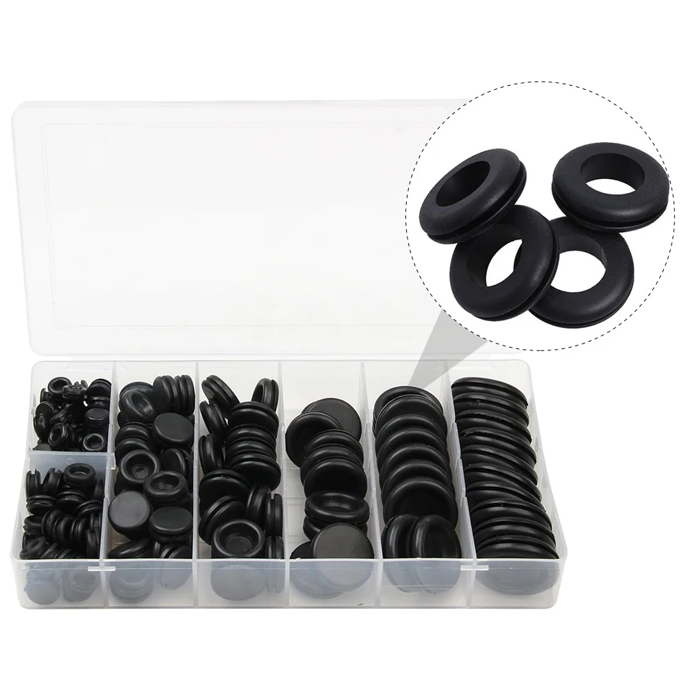 

200Pcs Rubber Grommet Kit Premium Heat Resistant Oil Wear Resistant Electrical Wire Gasket for Cylinder Pump Appliance Sealing