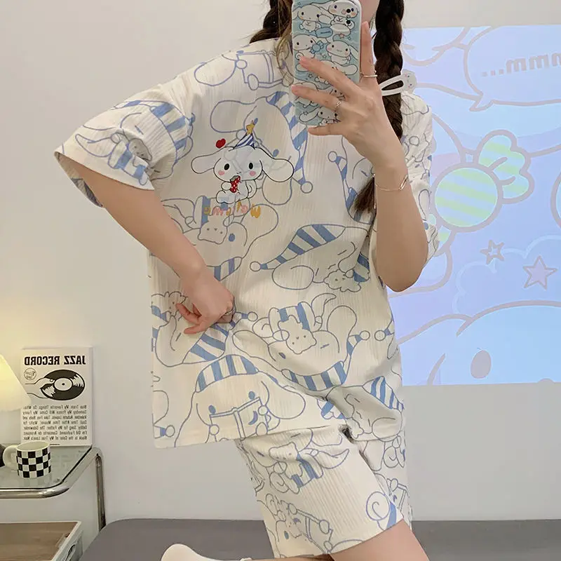 Spring/Summer Women\'s Pajamas Thin Short Sleeves Cute Kuromi Princess Style Summer Home Wear