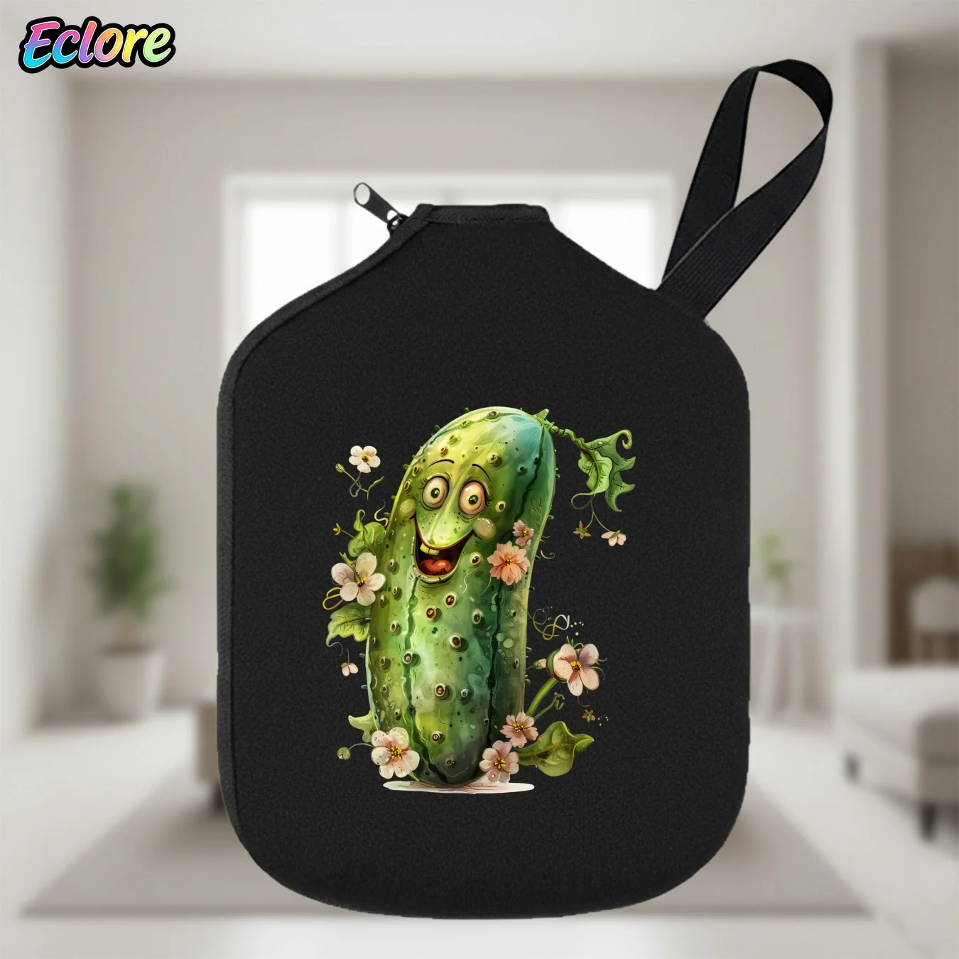 Cartoon Smile Pickleball Paddle Cover Soft Durable Racket Bag Tennis Table Sports Accessory for Game Practice Party Gift