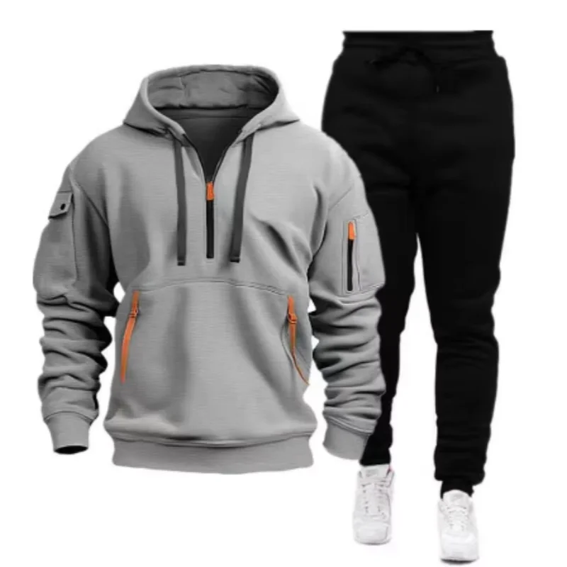 Men Tracksuit Casual Joggers Hooded Sportswear Jackets And Pants 2 Piece Sets Hip Hop Running Sports Suit S-XXXL