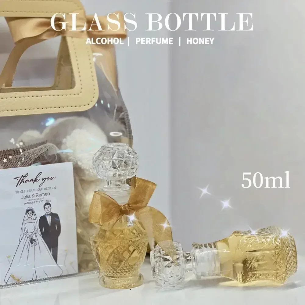 5 10 15 Pcs Whiskey Liquor Bottle 50ml Cute Glass Dispenser Mini Alcohol Guest Gift Wedding Decanter Wine Pot Shot Jars Bar Set