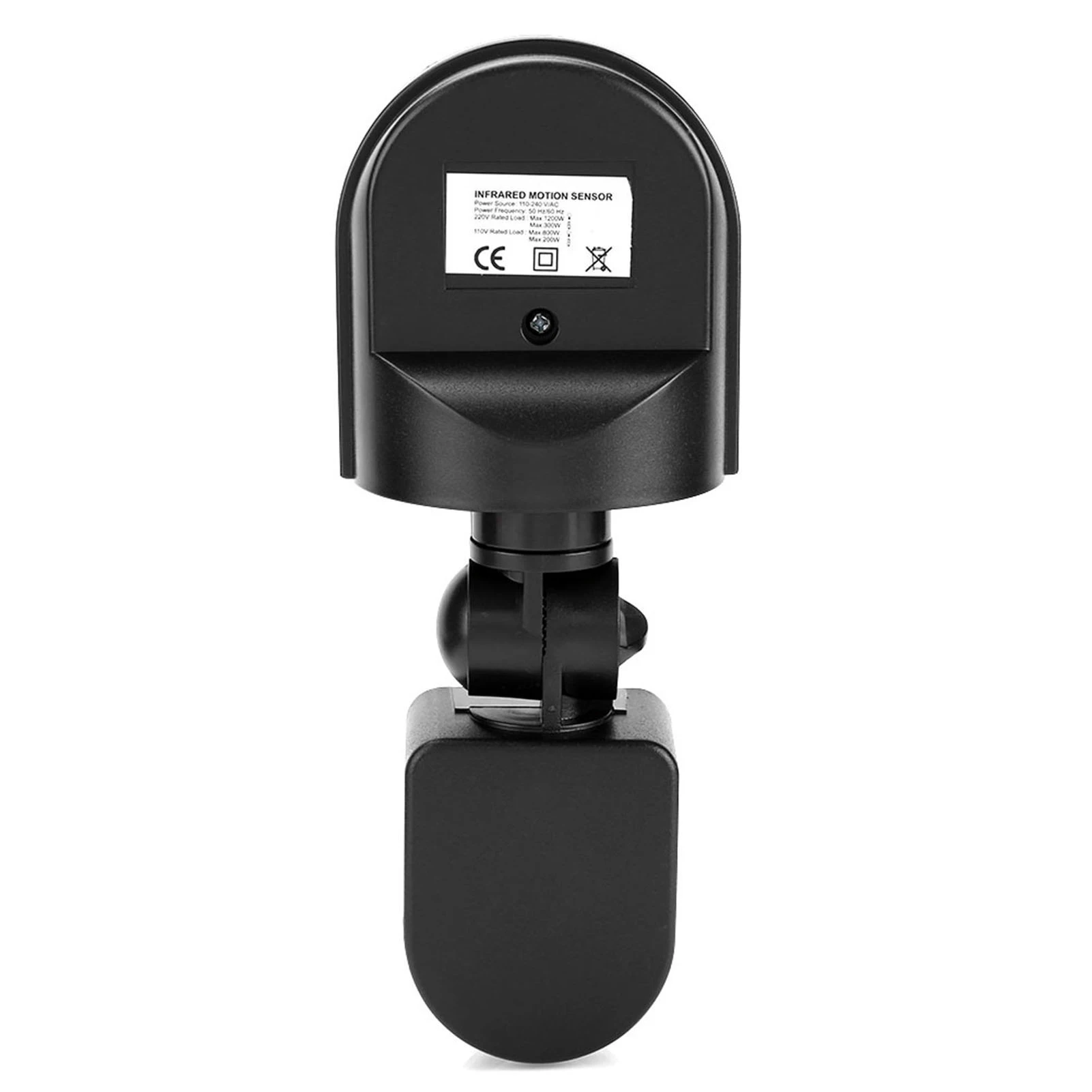 -240V Adjustable PIR Body Motion Infrared Sensor Detector Light Bulb Switch (Black)