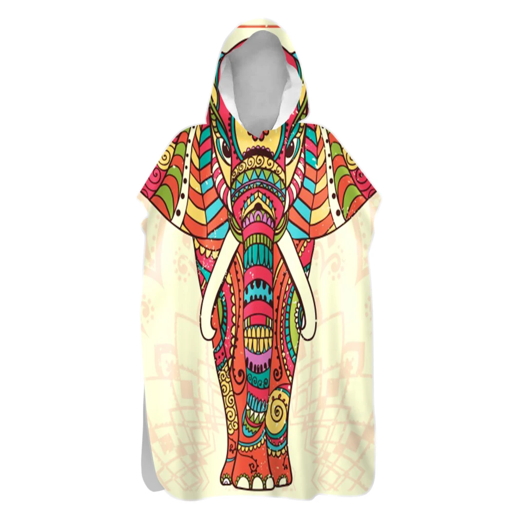 

Elephant Mandala Hooded Towel for Adult and Kid,Quick Dry Poncho,Surf Sauna Spa,Swim Beach,Changing Robe,Sand,Free Drop Shipping