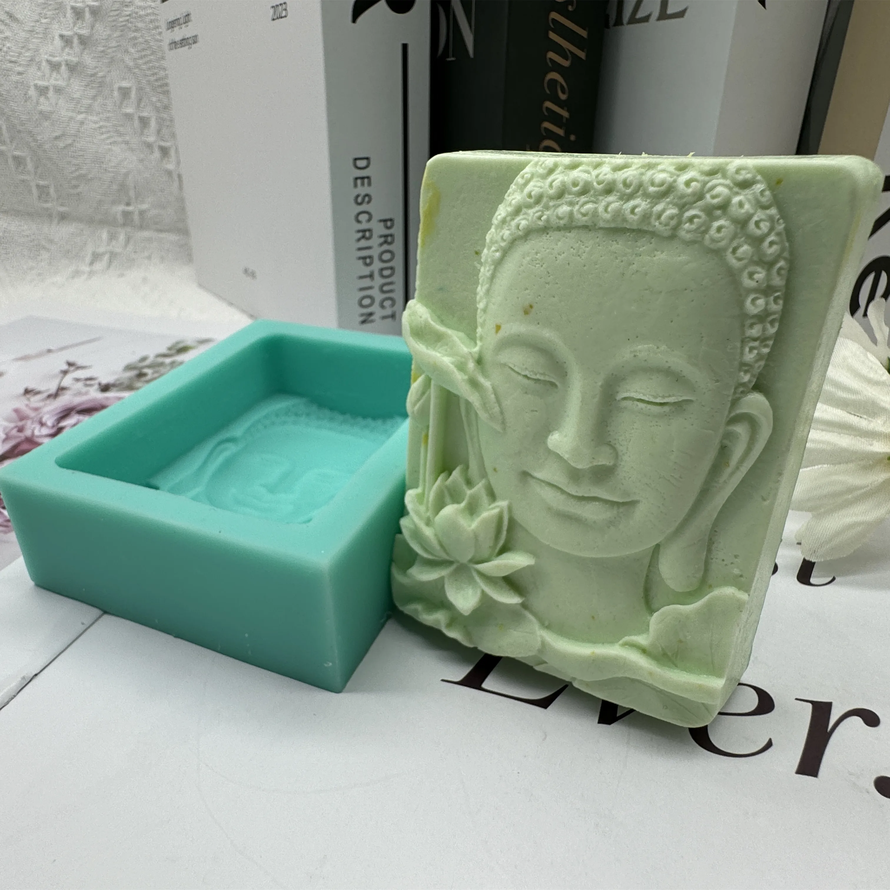 Buddha Relief Soap Mold,Avalokitesvara Handcrafted Candle Wax Molds, Buddha Silicone Mould for Aroma Plaster Resin Decorations