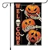 Welcome Halloween Garden Flag Mysterious Pumpkin Skull Garden Flag Halloween Decorations Banner Lawn Yard Patio Front Outdoo llz