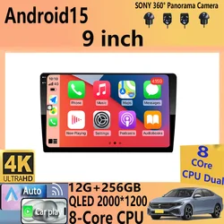 Android 15 2din Car Radio Multimedia Player 9 inch Carplay For Toyota Volkswagen Hyundai Kia Renault Nissan Honda Lad WIFI+4G