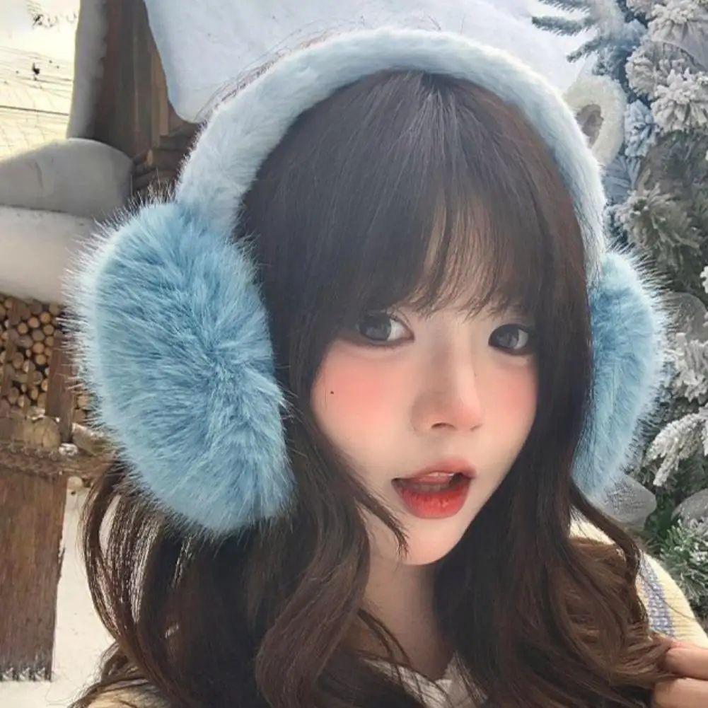 Winter Warm Earmuffs For Women Large Thermal Foldable Plush Ear Warmers Soft Fluffy High Elasticity Cold Protection