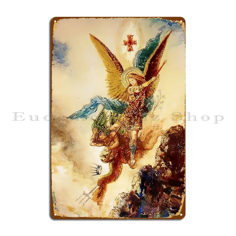 St Micheal Vanquishing Satan Metal Plaque Poster Wall Mural Bar Create Create Kitchen Tin Sign Poster