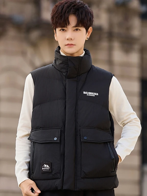 

Мужской пуховый жилет: новинка весна-осень-зима, повседневный, теплый, из полиэстера, на молнии, модный бренд