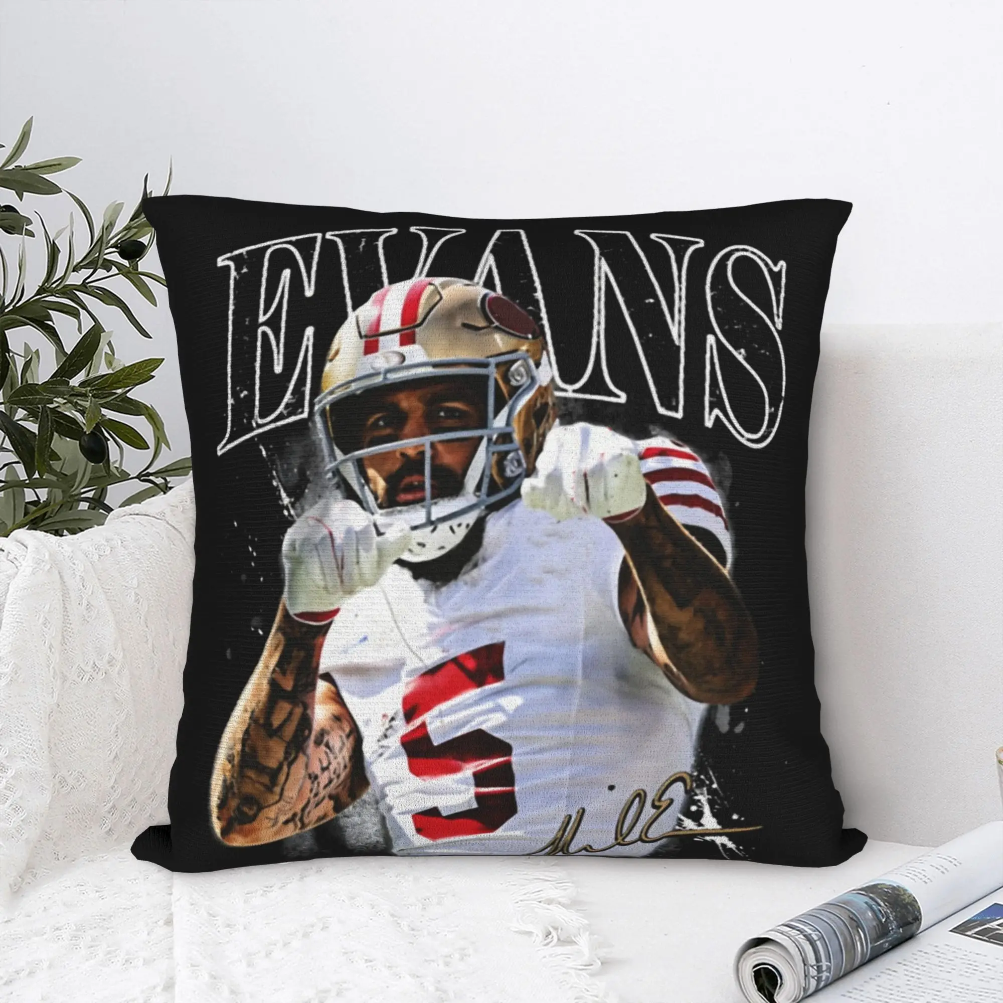 Mike Evans Football Square Pillow Case  Cushion Cover Custom Polyester Decorative Pillowcase for Bed 40*40cm