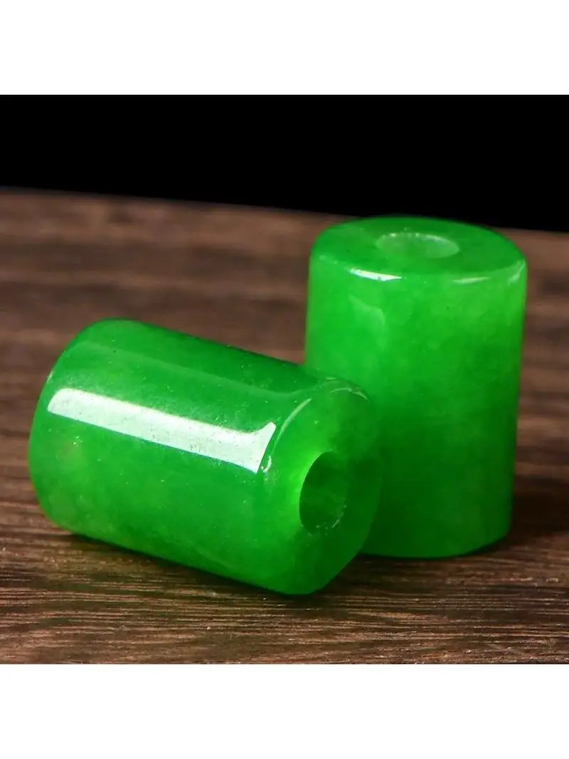 4A Zielony Jasper Jade Fortune Barrel Oryginalny kryształ kwarcowy Pojedynczy koralik DIY Koraliki Biżuteria Materiał — zdjęcie 2