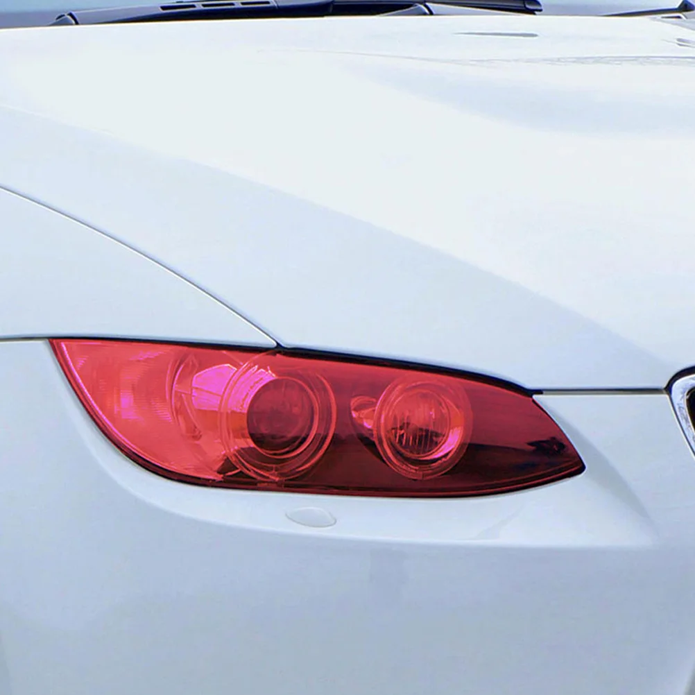 

2Pcs Car Headlight Red Tinting Film PVC 3-Layer Color Changing Protective Sticker for Fog Light Taillight Auto Headlight