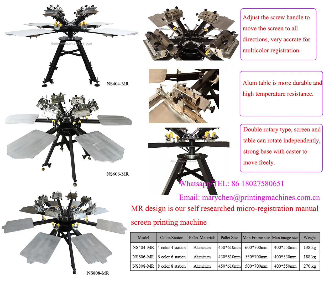 Heavy duty double clamps 8 colors 8 stations printing machine  hot selling 8 colors silk printing machine