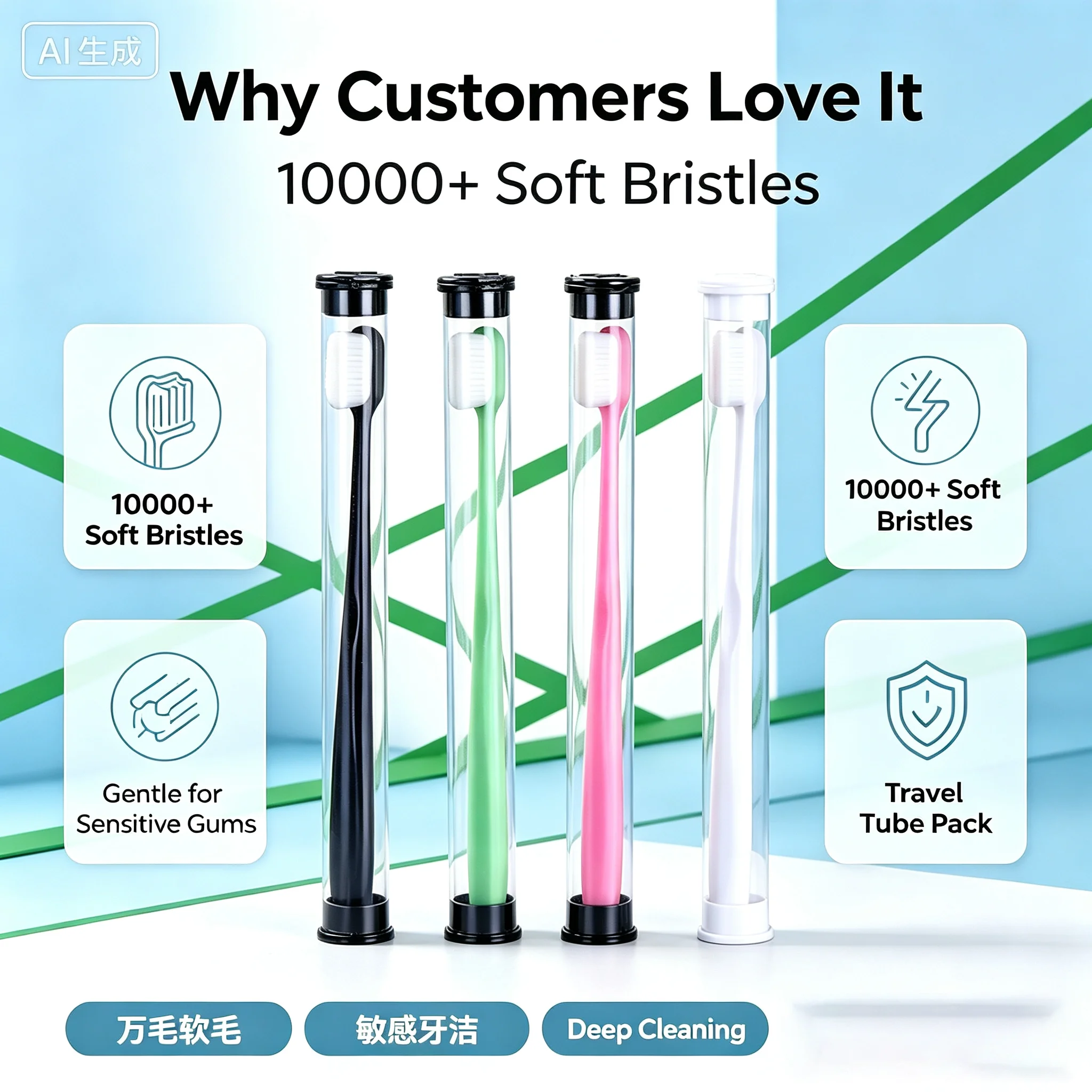 Household Million Soft Bristle Toothbrush Single Dust Proof Tube Pack Dense Bristles Durable   Cost Effective