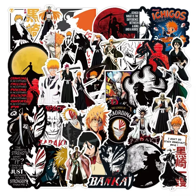 50pcs Anime BLEACH Sticker Computer Water Cup Stationery Scooter Two-dimensional Decoration Waterproof Sticker