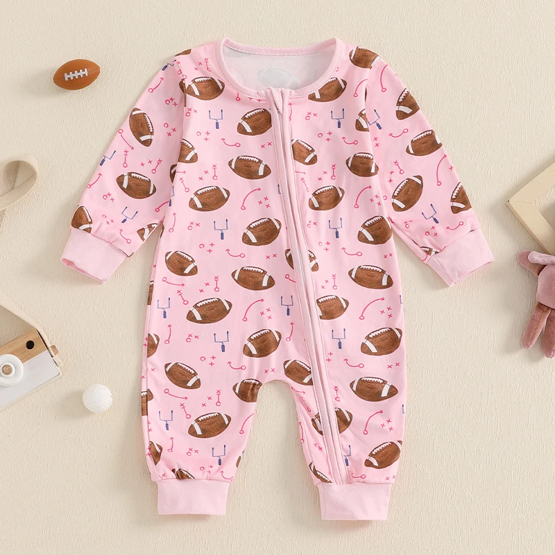 

Infant Unisex Bodysuits Vintage Patterned Outfits Toddler Sleepwear with Full-Length Zipper Closure