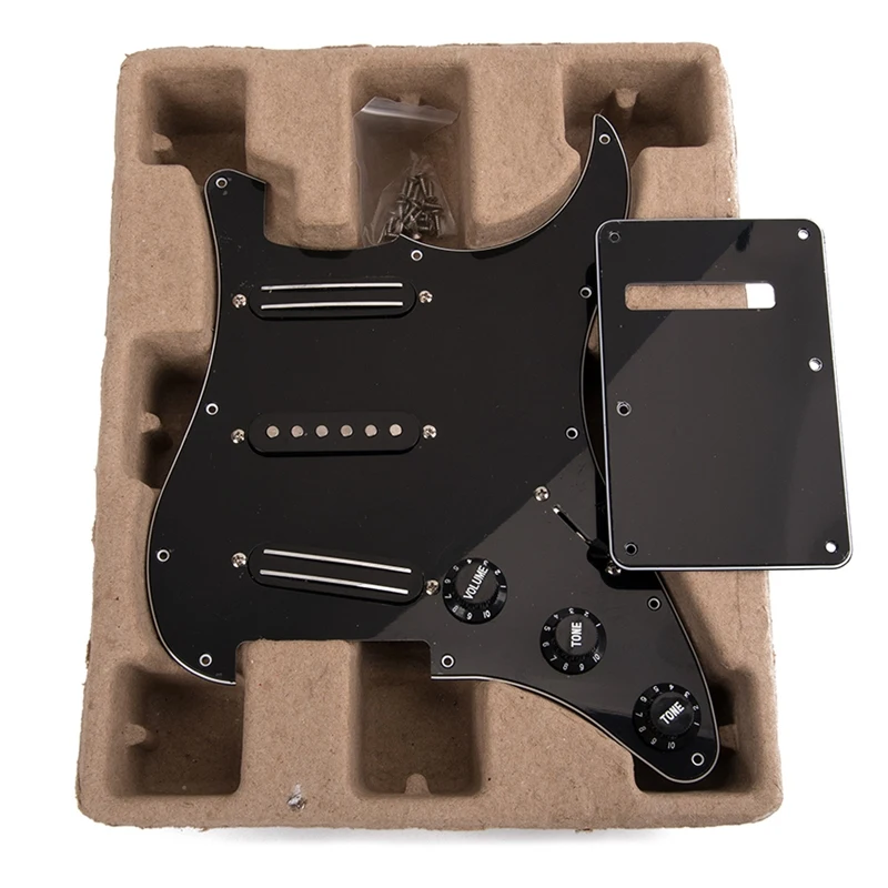 

B72A Black 3-Ply Sss Dual Rail Pickups Loaded Prewired Guitar Pickguards For 11 Hole Electric Guitar