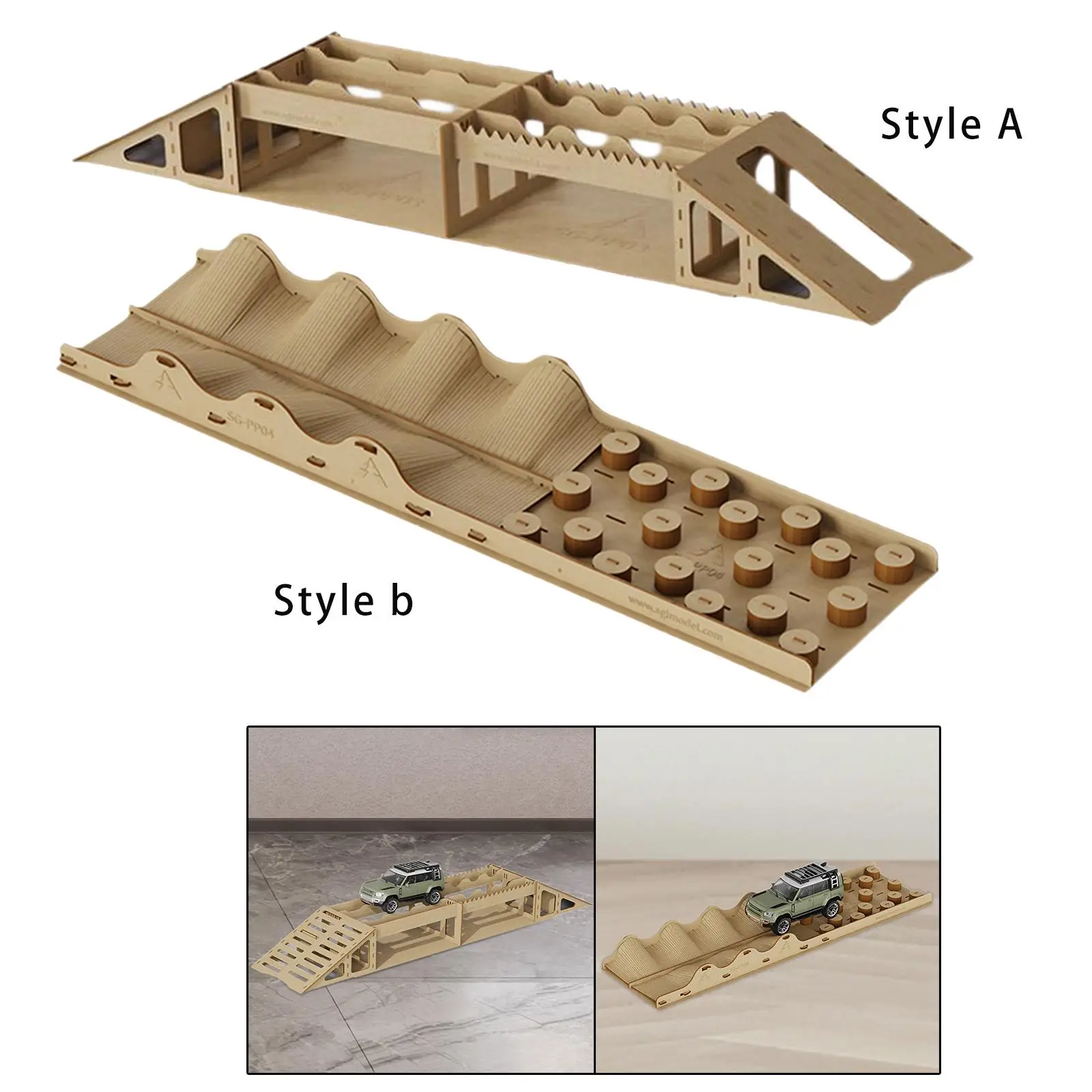 RC Ponte Ostacolo In Legno Mini Veicolo Display Rampa Corso Ostacolo Desktop Arrampicata Veicolo Prop per 1/18, 1/24 Camion RC Auto