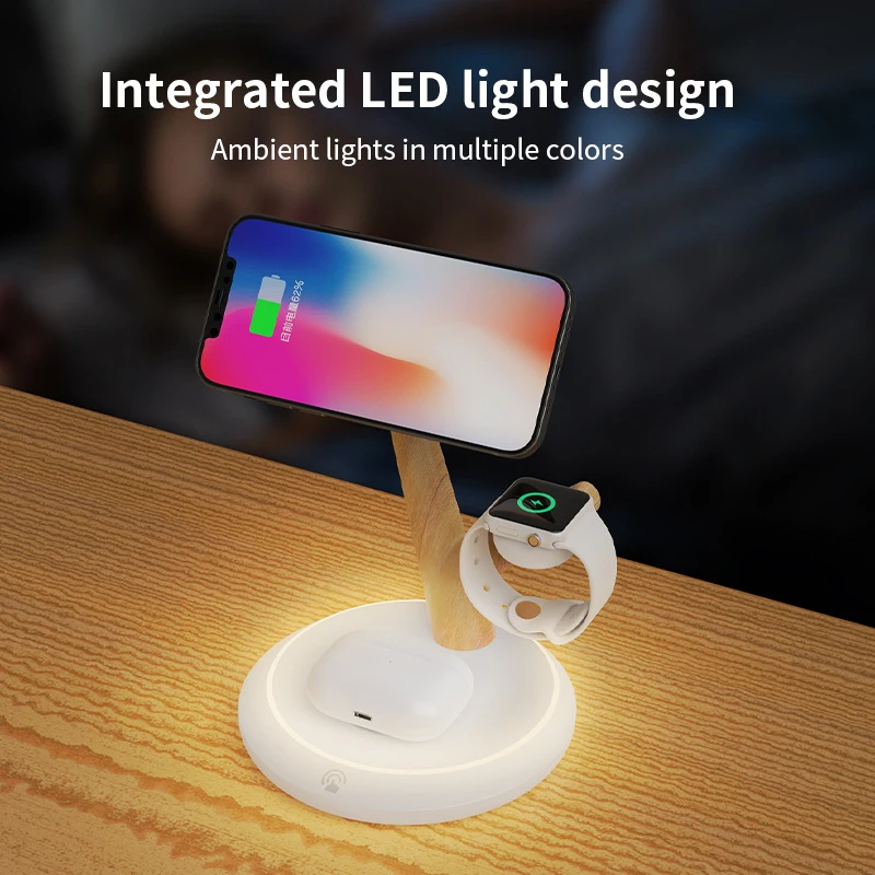 Magnetic Wireless Chargers for iPhone 12 13 14 Pro Max 3 In 1 Lamp with Induction Charger Station for Airpods IWatch Accessories