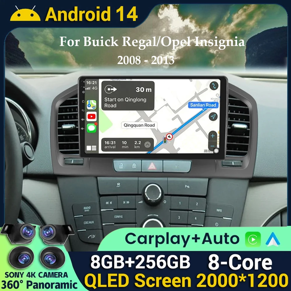 

Android 14 Car Radio CarPlay For Buick Regal 2009-2013 For Opel Insignia 2008-2013 Multimedia Player GPS Navigation DSP HeadUnit