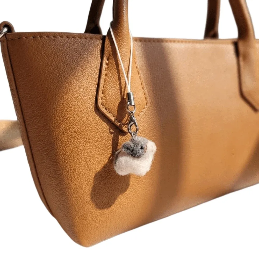 Cute Resin Flocking Mini Pig Fluffy Multi-color Animal Pendant Lovely Cartoon Style Phone Lanyard Bag Accessory