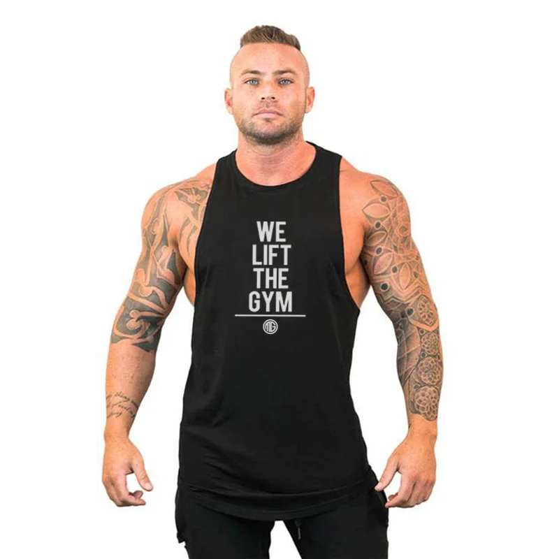 Wir heben das Fitness studio Herren bekleidung Baumwolle o Hals Fitness Tanktops Sommer Bodybuilding Unterhemden Sport ärmellose T-Shirt Muskel weste