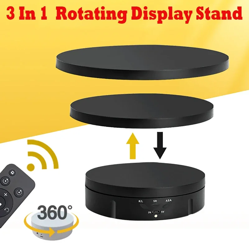 3 Speeds Electric Rotating Display Stand 360°Turntable USB Charging Jewelry Display For Photography Video Shooting Props