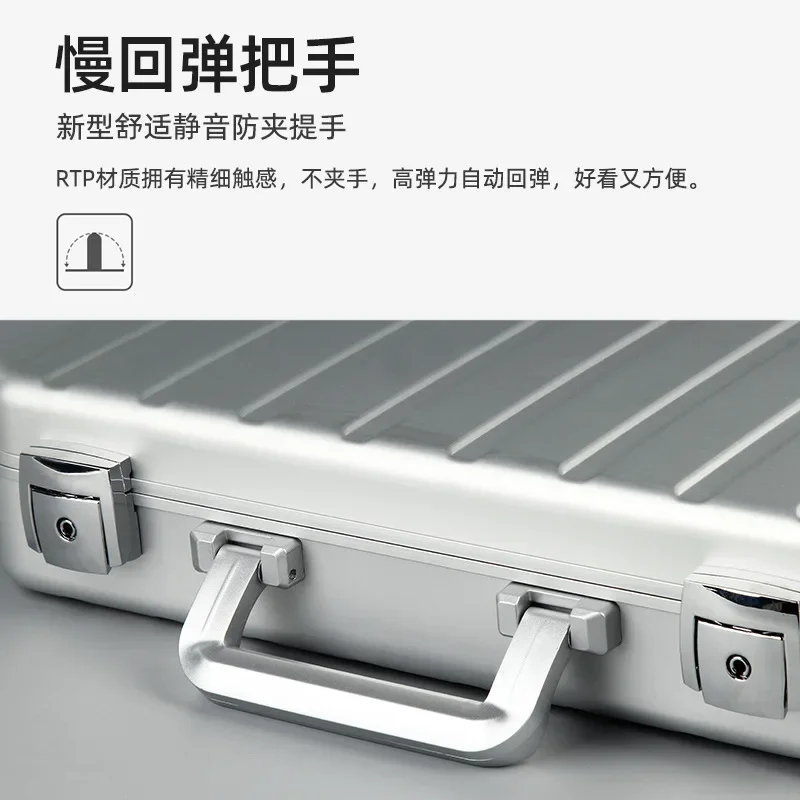 Portable and portable aluminum alloy jewelry box, business jewelry box, lockable large capacity suitcase