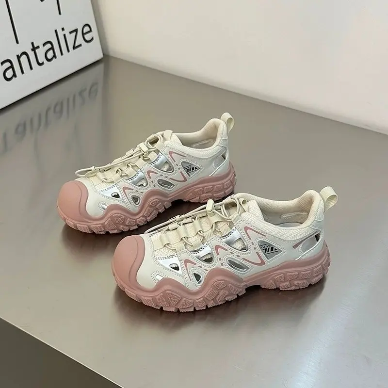 Fashionable Outdoor Hollow Out Women's Shoes 2024 Autumn New Design Sense Running Sports Leisure Wear-resistant Women's Shoes