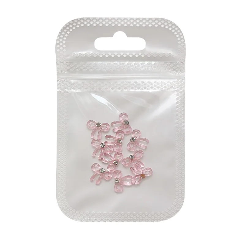 10 sztuk punkt diamentowa wstążka zawieszki do paznokci 10*8mm przezroczysta kokarda biżuteria artystyczna do paznokci dekoracje 3D letnie akcesoria do Manicure