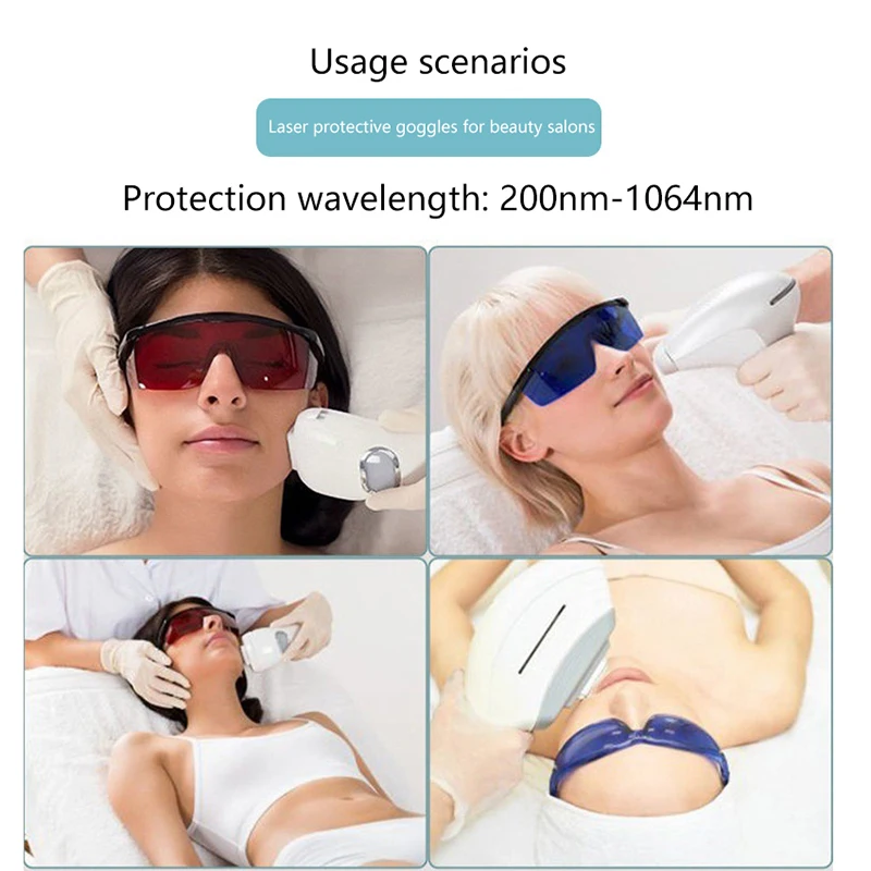 Lunettes de protection au laser rouge, masque pour les yeux bloquant la lumière, soins des yeux pour salon de beauté, traitement par lampe UV LED IPL