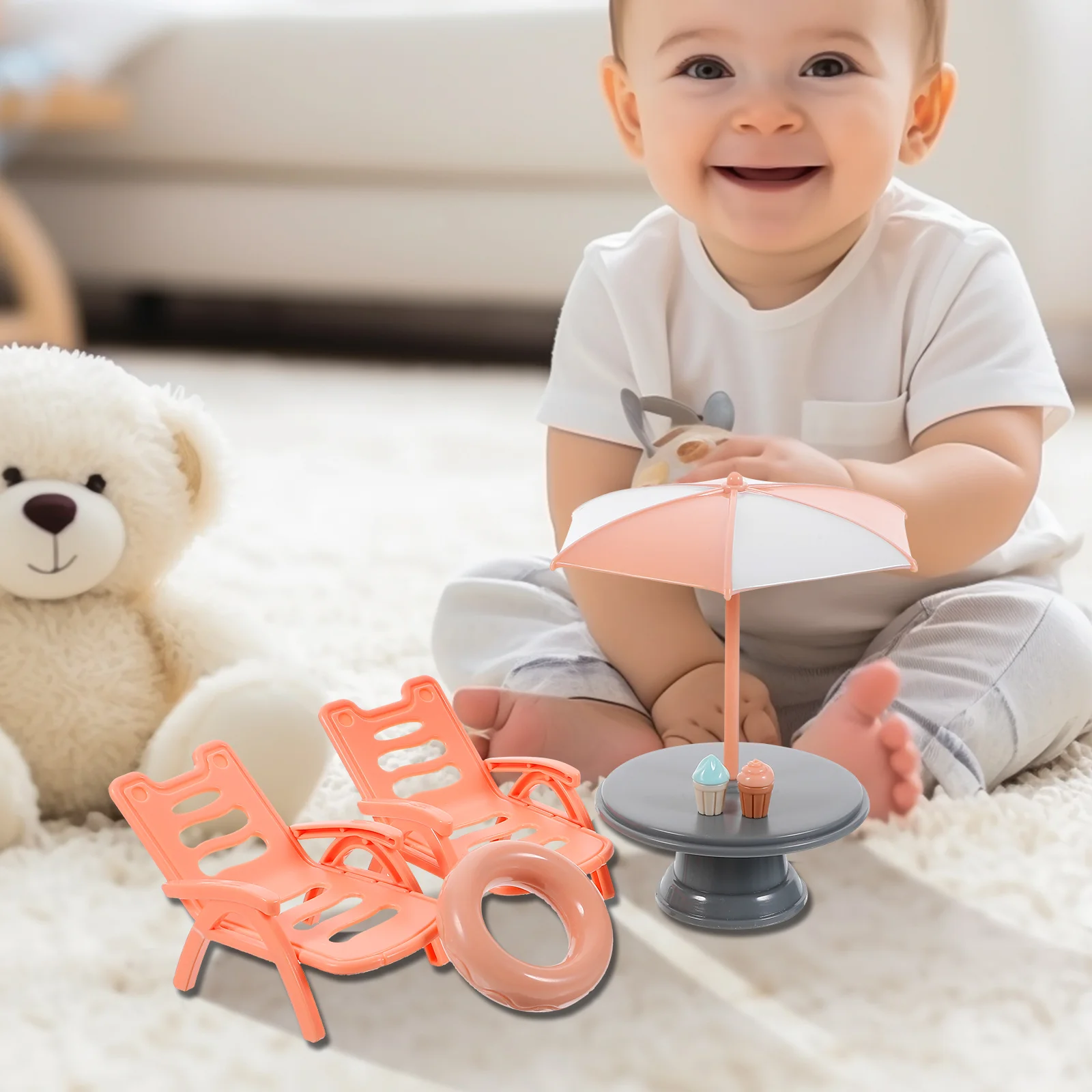 Set di sedie da spiaggia Casa dei giocattoli Simulato Giocattolo per bambini Ornamento Camera Decorazioni per la casa Mini mobili Modello in miniatura in ABS