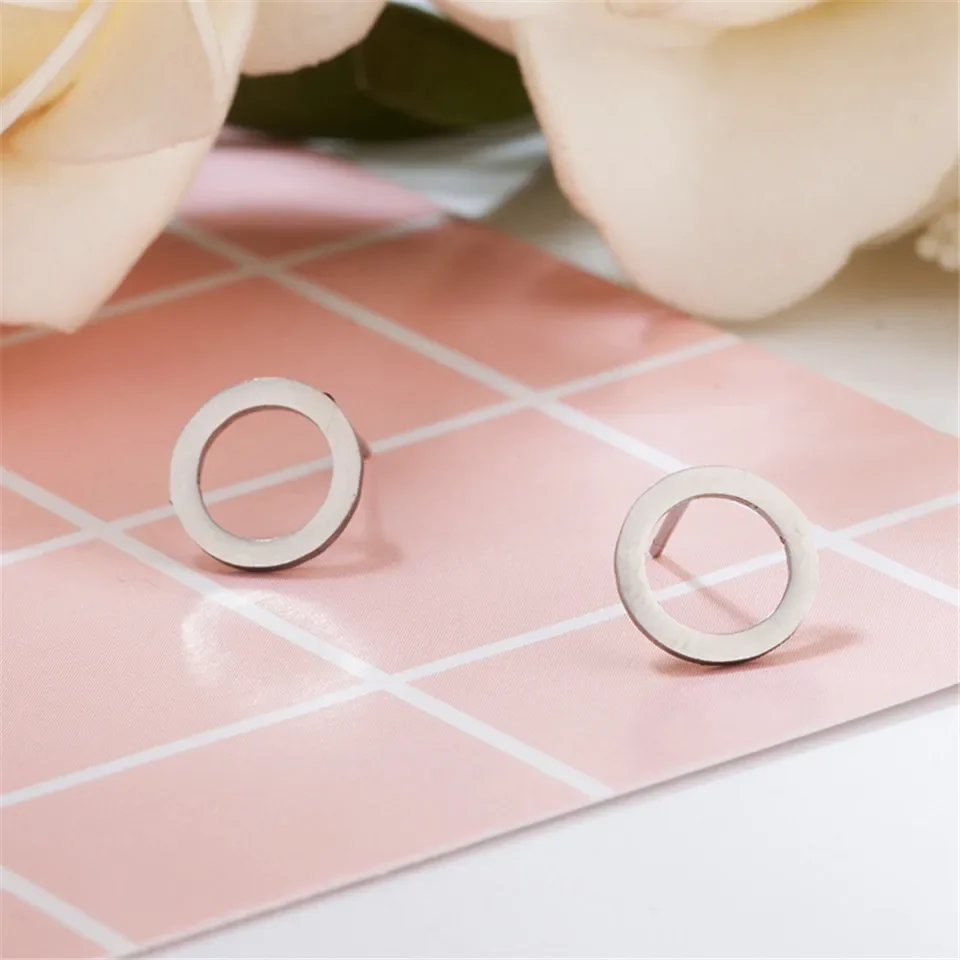 Stainless Steel Circle Stud Earrings For Women Girls Gold Color Minimalism Fashion Ear Jewelry Birthday Party Gifts Wholesale