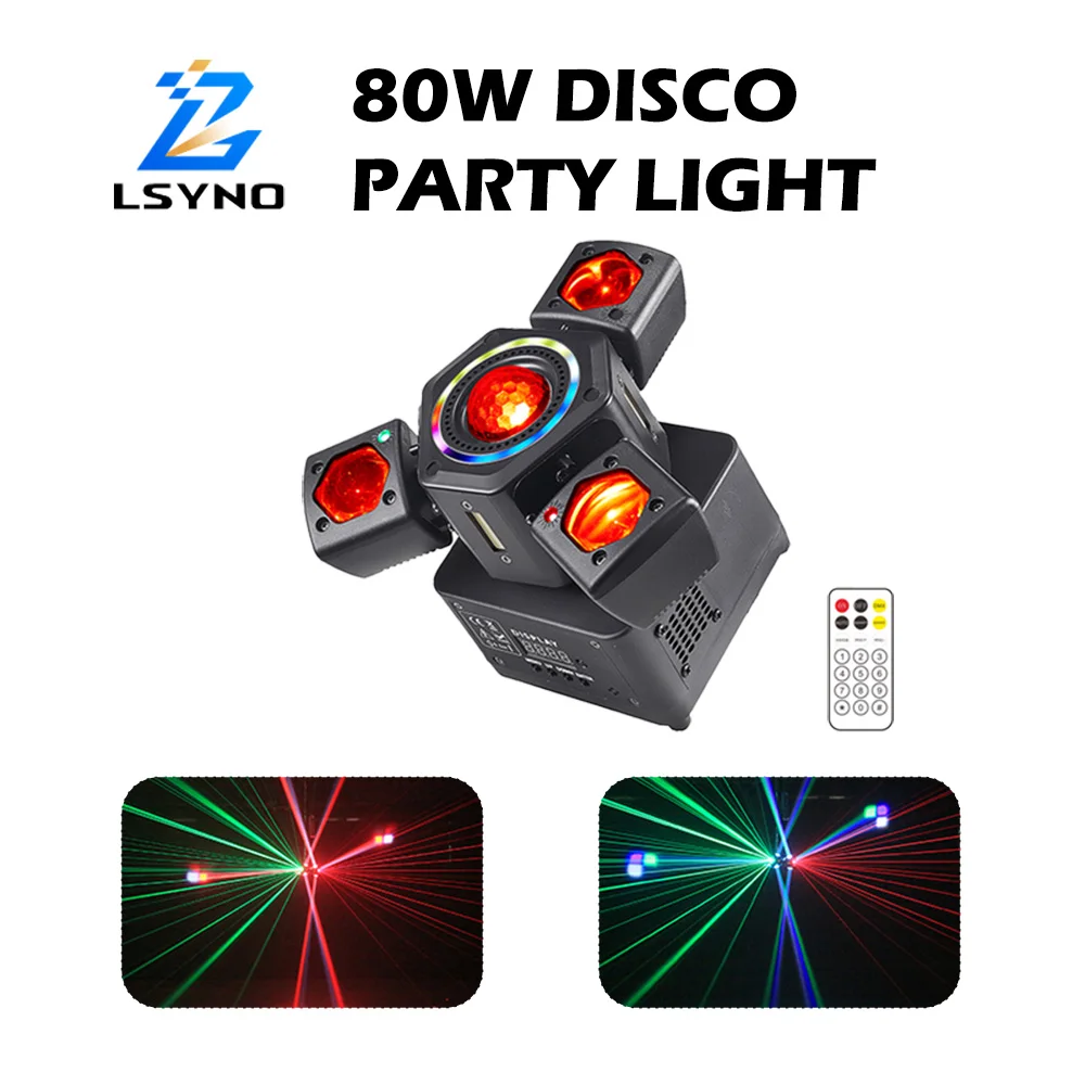 80W Disco Lights Mini Beam Moving Head Light LED Remote Control DMX512 RGBW DJ Strobe Stage Effect For Events Party Nightclub