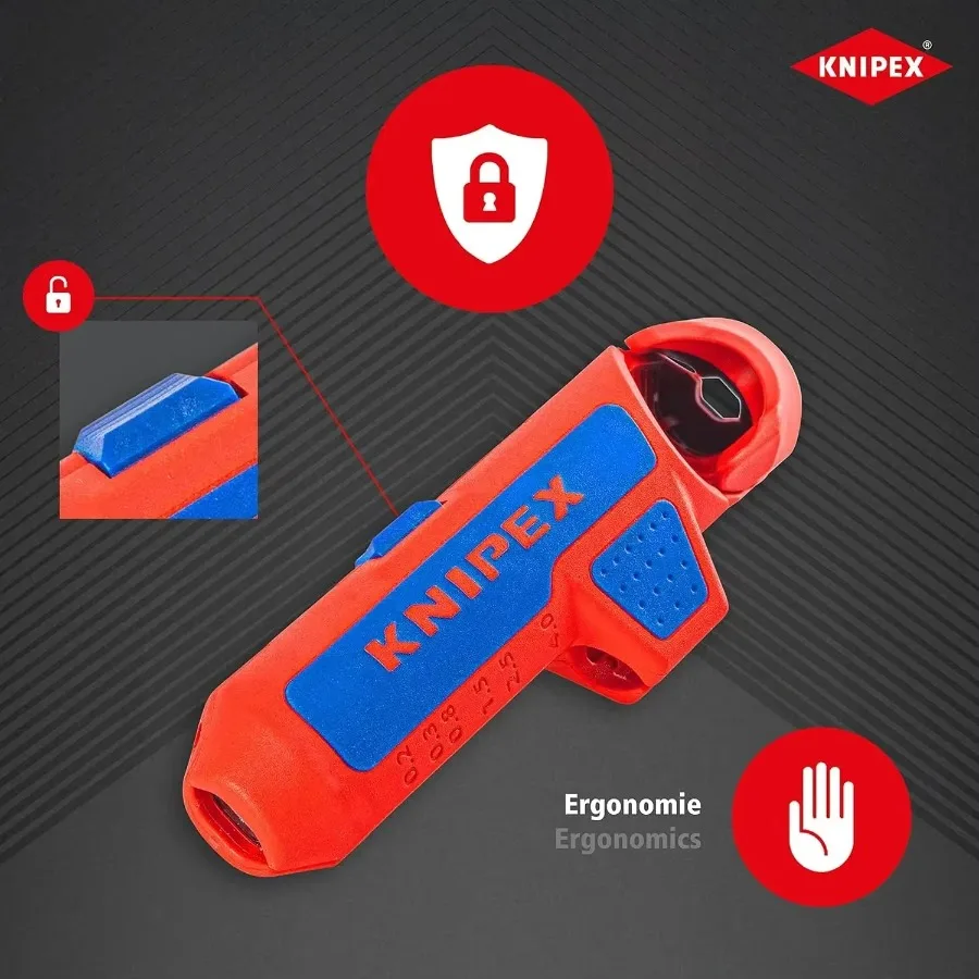 KNIPEX 16 95 01 SB 135mm ErgoStrip أداة تجريد عالمية - اليد اليمنى لتجريد الكابلات المترية