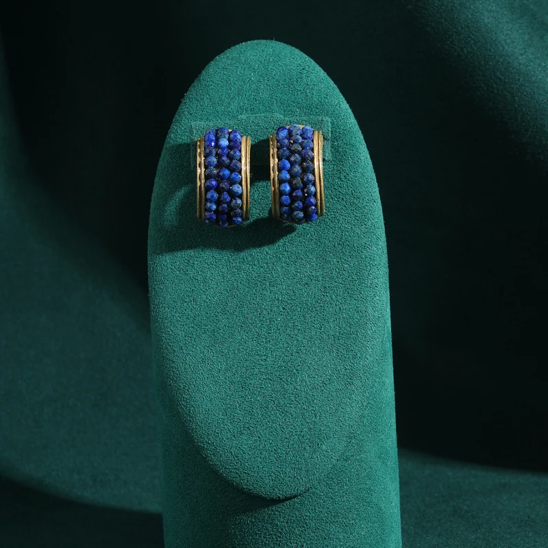 خمر اللازورد قرط الاذن المرصع C نوع الذهب اللون حجر الراين جودة فاخرة مصمم هدايا مجوهرات للنساء اتجاهات جديدة 2025