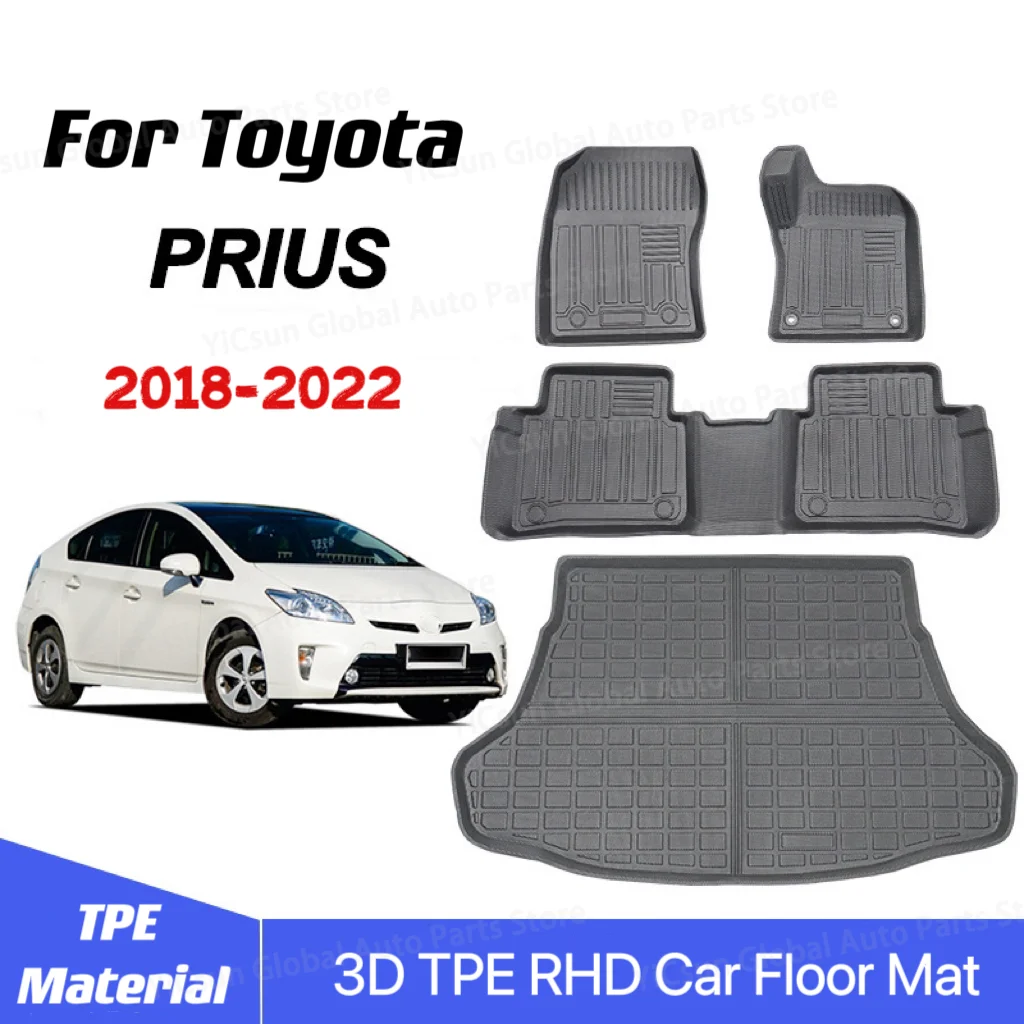 3D TPE RHD Floor Car Mat For Toyota Prius 50 2018-2022 xw50 Car Floor mat Liner Tray Foot Pad Carpet Mats Auto Accessories