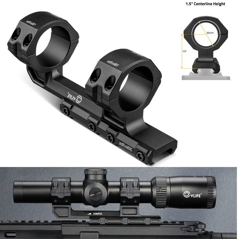 

CVLIFE Cantilever Rifle Scope Mounts Optics Riflescope Mounting Kit Offset Dual Rings 30mm Tube 1.5" Height for Picatinny One-Pi
