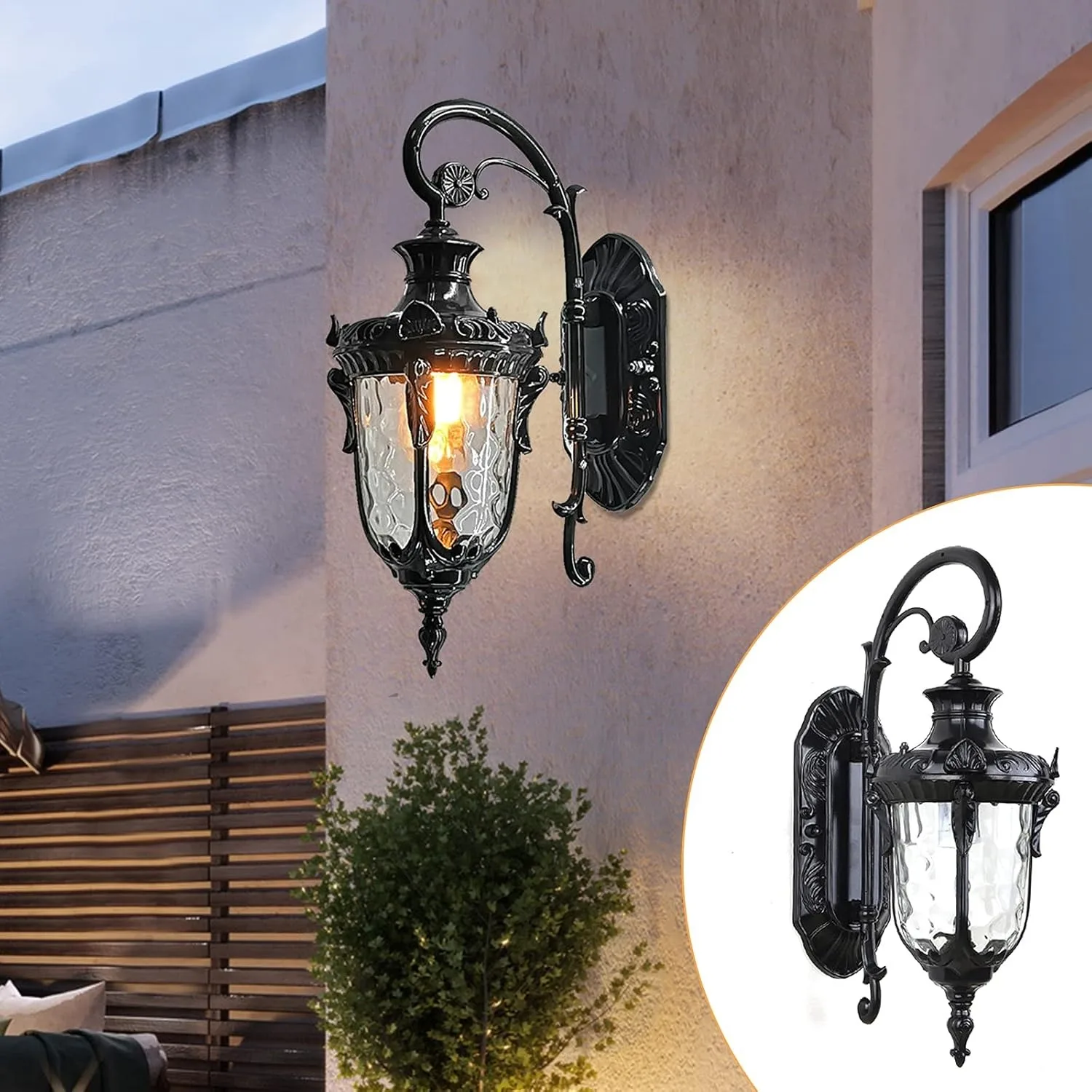 โคมไฟติดผนังภายนอกสไตล์เรโทร, โคมไฟติดผนังภายนอกแบบวินเทจโบราณกันน้ำ, โคมไฟระเบียงสไตล์เรโทรพร้อมโคมแก้ว