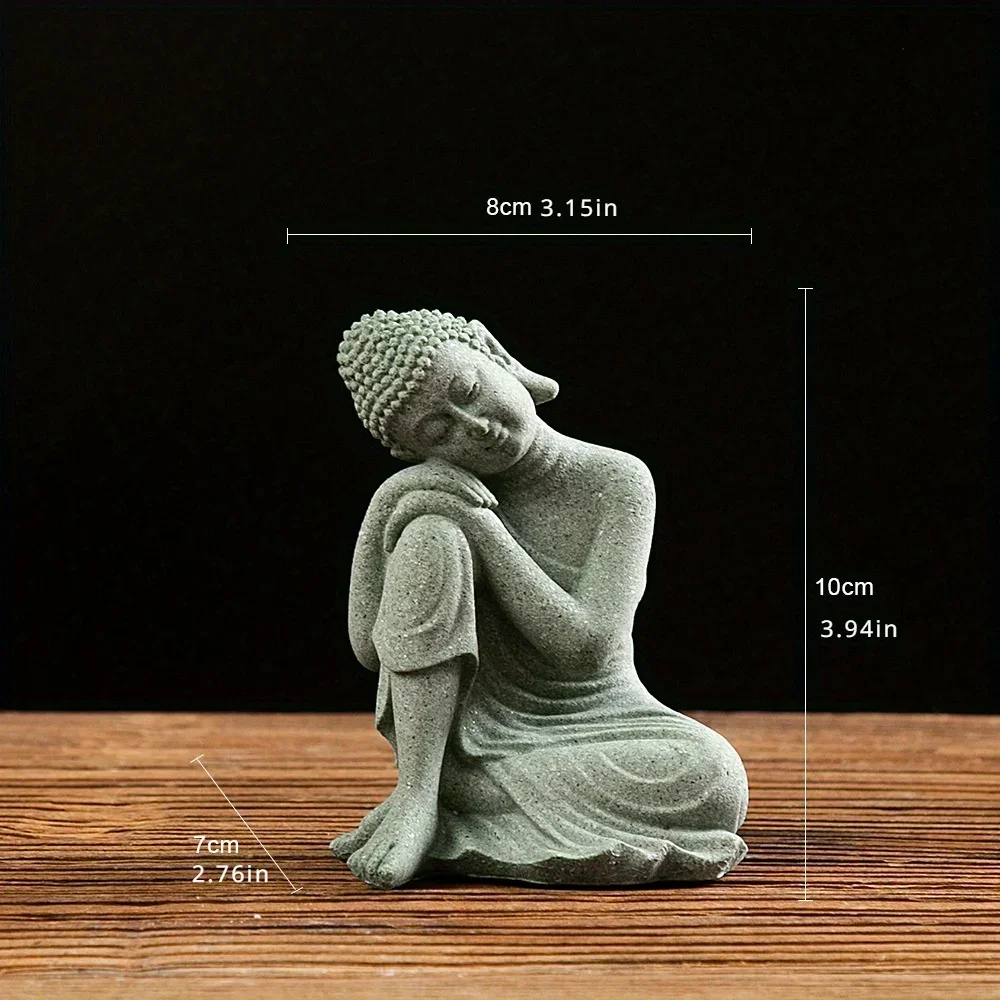 Zen Buddha-Statue Ornamente Aquarium Felsenlandschaft Bonsai Fließendes Wasser Figur Mikro-Landschaft Dekoration Grüner Sandstein Kleine Handwerkskunst – Detail 5