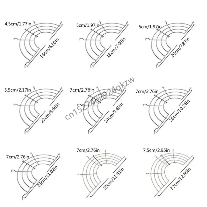 R9CD Stainless-Steel Semi-circular Oil Drain Rack Home Baking Cooking Oil Drip Filter For Tempura, Fried (9 Sizes)