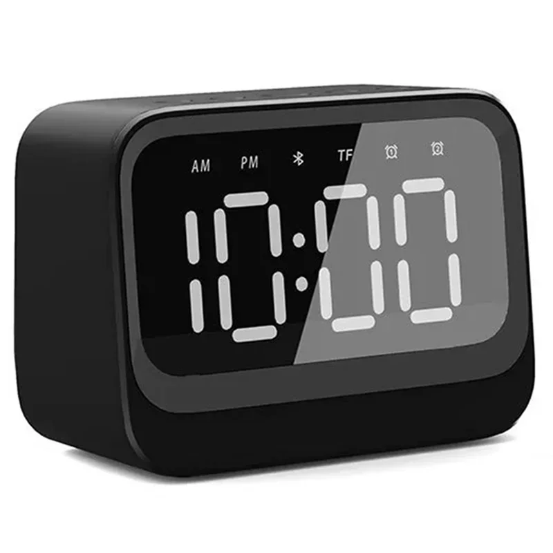 Mini Clock Bluetooth Speaker Portable Dual Alarm Clock Soundbar Wireless Display Music Player Plastic