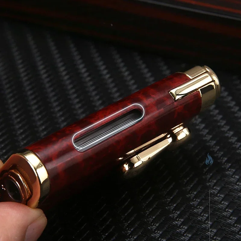 HONEST Metal Rocker Double Fire Butane Gas Lighter Direct Injection Windproof Cigar Special High-end Lighter Holiday Gift