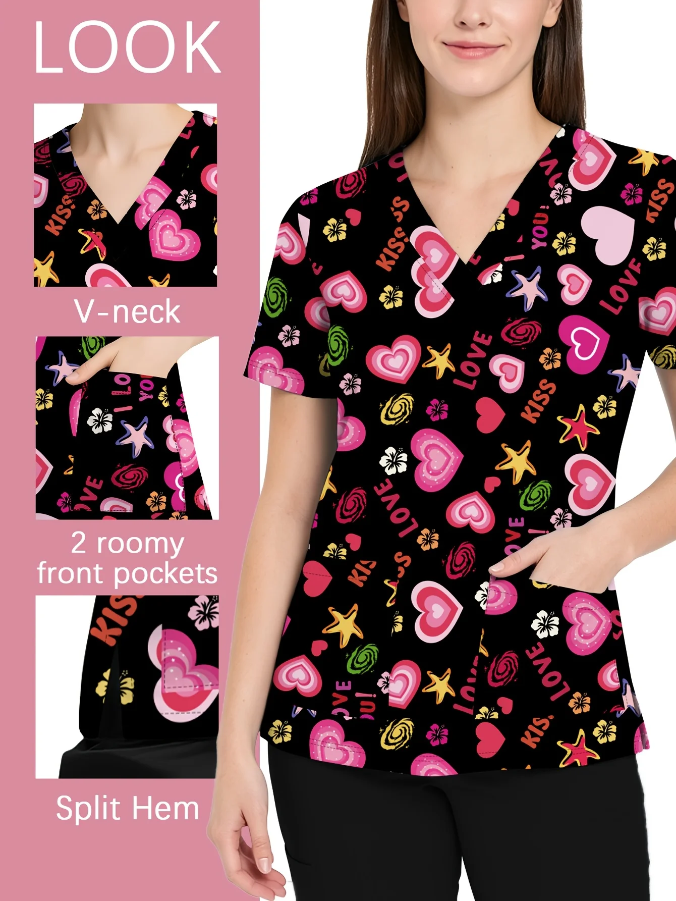 uniforme-clinico-feminino-de-verao-com-estampa-de-coracao-elegante-decote-em-v-manga-curta-bolso-de-patch-uniformes-cirurgicos-para-cuidados-de-saude-edicao-dia-dos-namorados