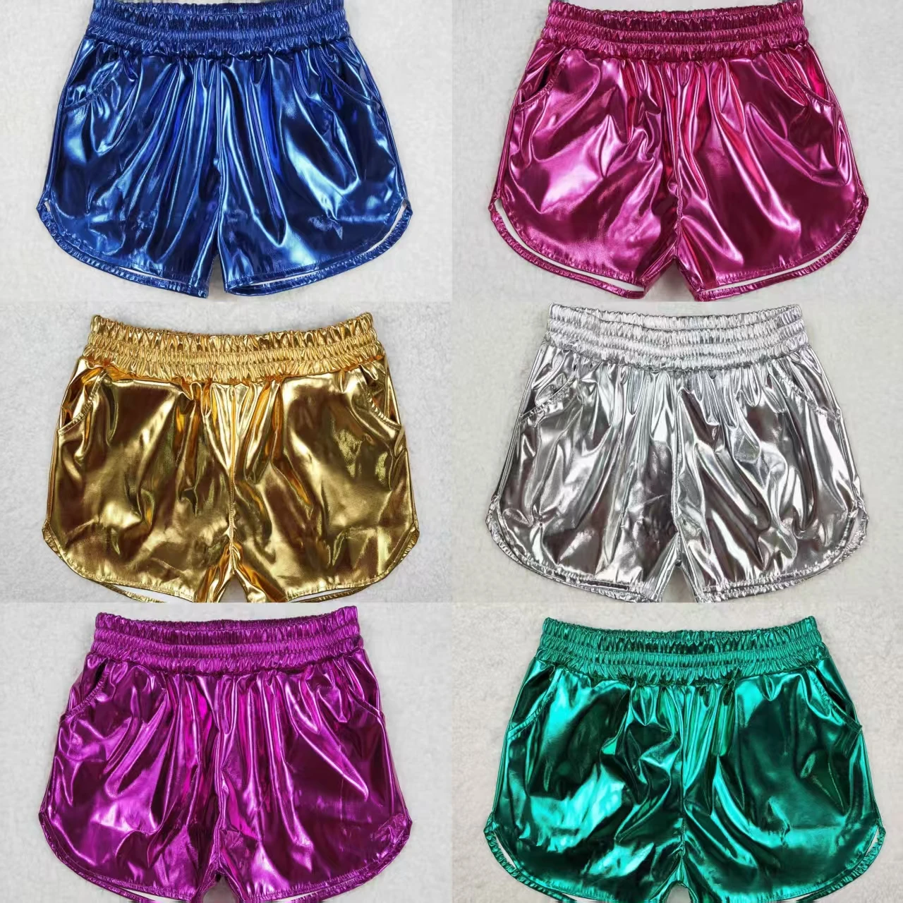 도매 아기 소녀 키즈 가죽 반바지 주머니 탄성 허리 바닥 어린이 유아 부티크 원피스 의류