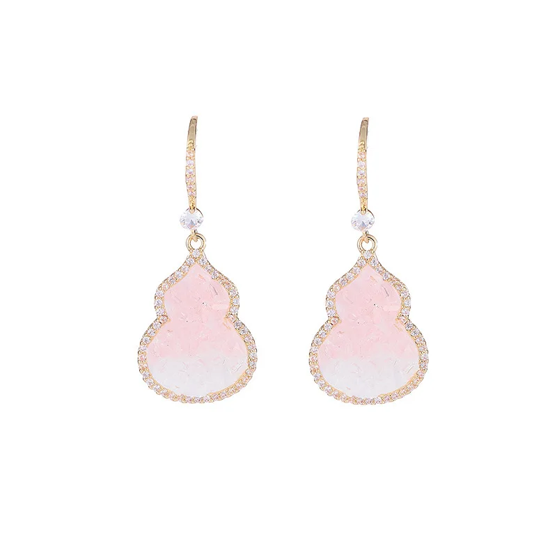 New Exquisite Gradient Crystal Gourd Elegant Light Luxury Ear Hooks Versatile Design Sense Niche High-end Earrings