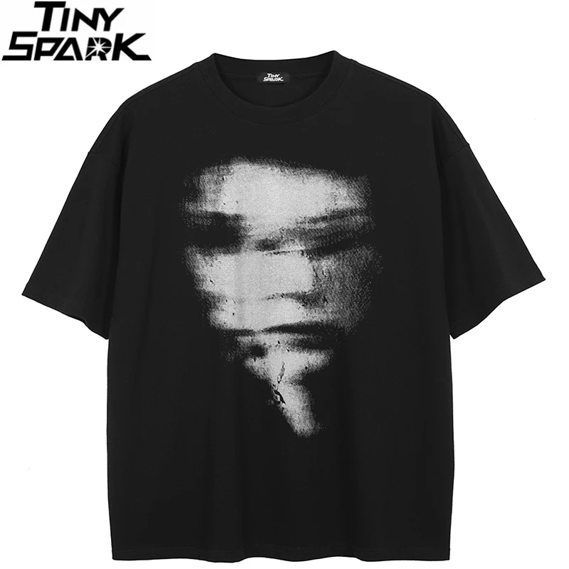 T-Shirt Streetwear visage graphique T-Shirt coton Hipster hommes T-Shirt unisexe hauts t-shirts noir Hip Hop