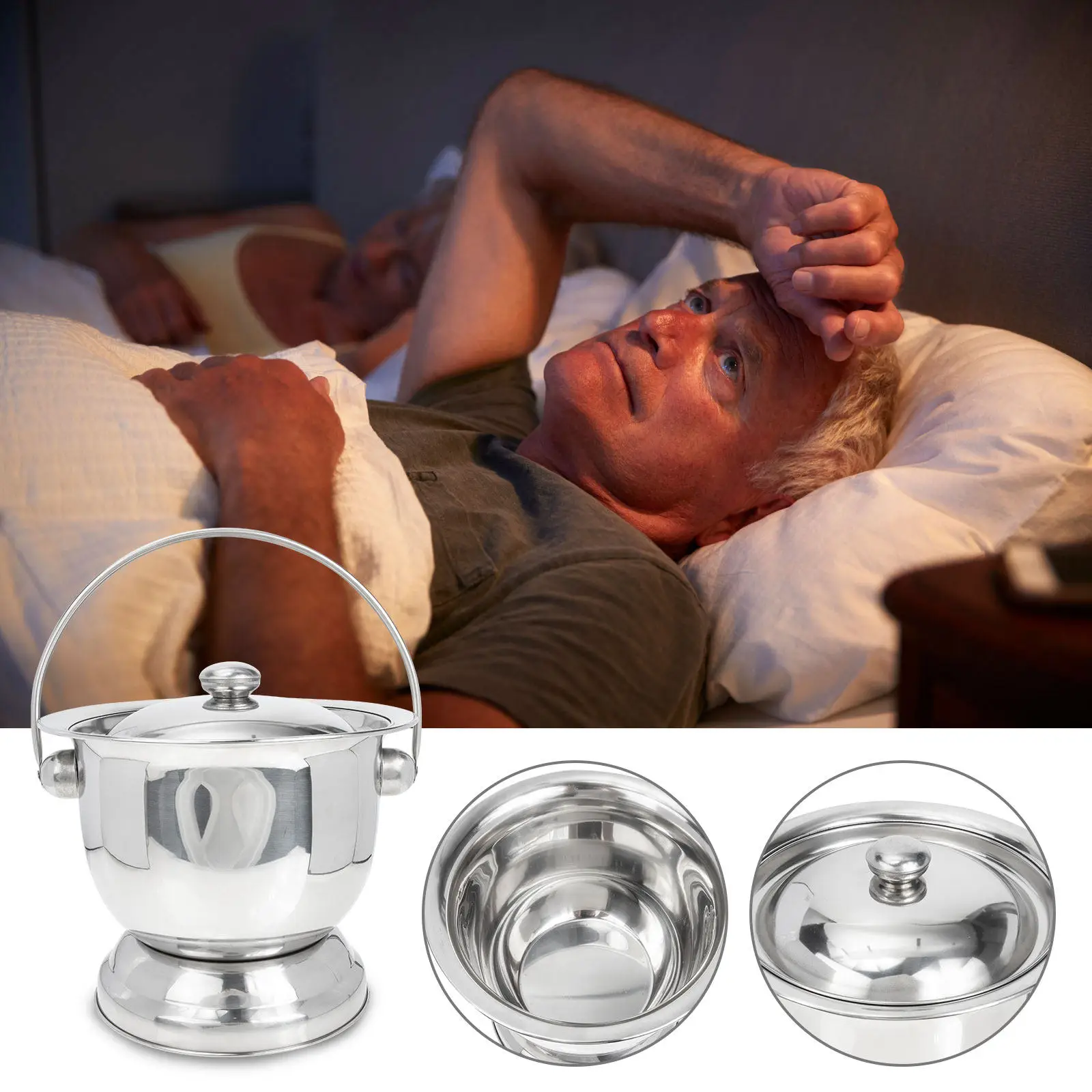 プレミアムステンレス鋼製小便器ポータブル便器子供高齢者男性用小便器こぼれ防止ポータブルハンドル臭気シール