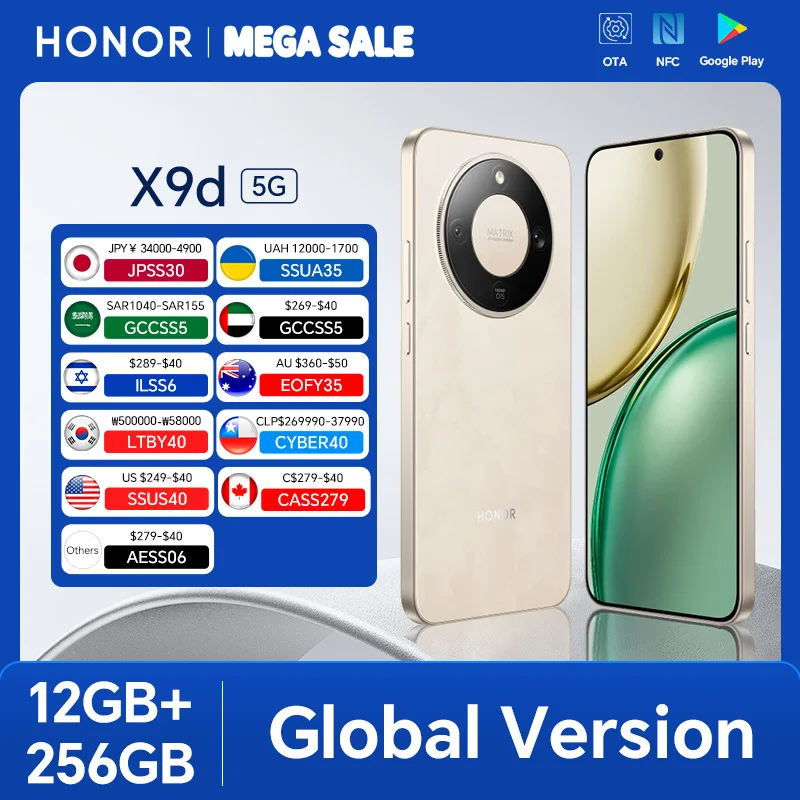 Global Version HONOR X9d 5G Smartphone 12GB+256/512GB 6.79'' 120Hz AMOLED Screen 108MP AI Main Camera 8300 mAh 66W Supercharging